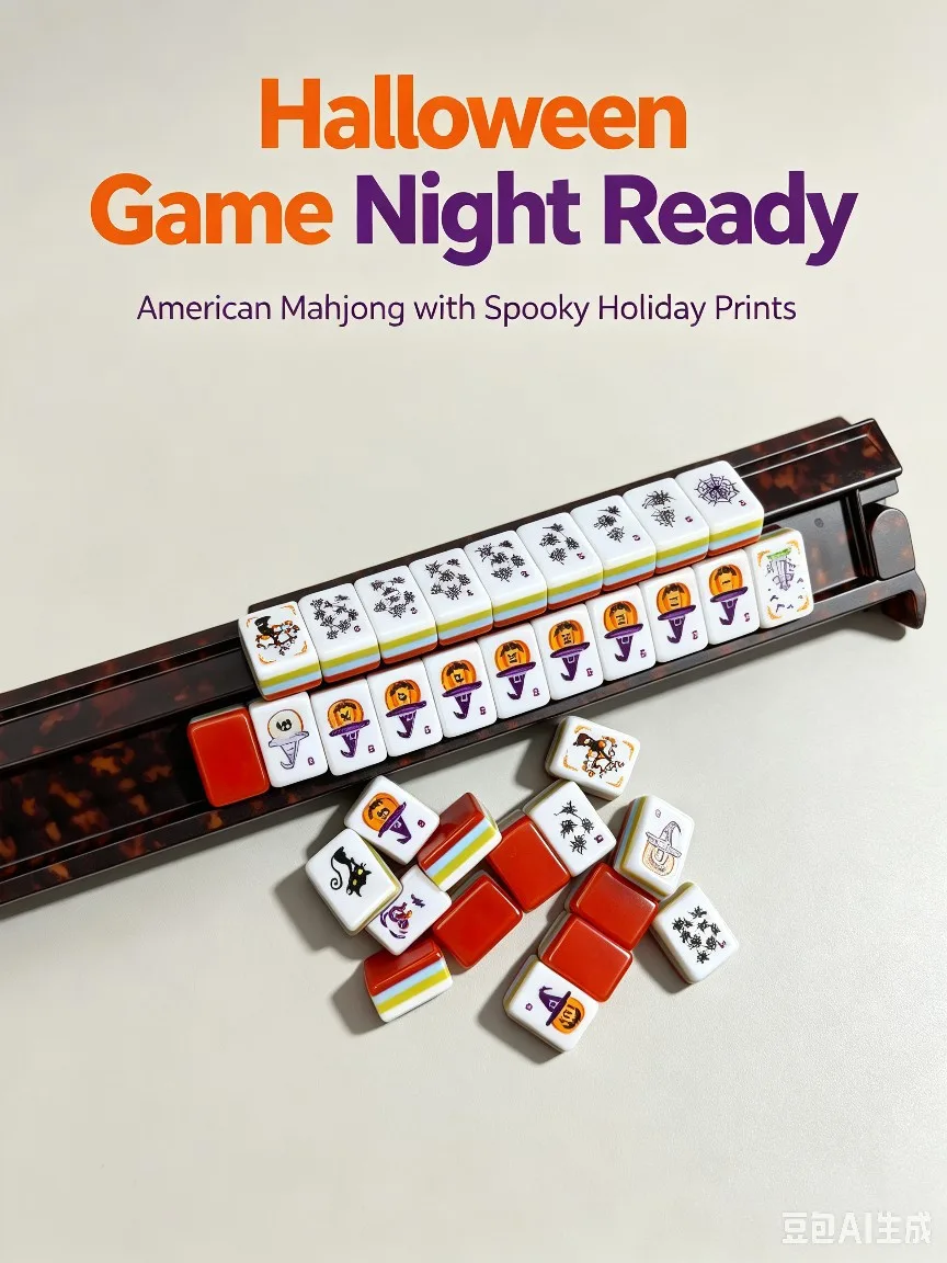 U.S. 4-Layer Halloween Acrylic Mahjong Set 160-Pie detail