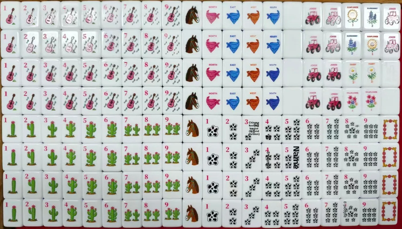 Cute Western Cowgirl Mahjong Set Pink Cactus Horse detail