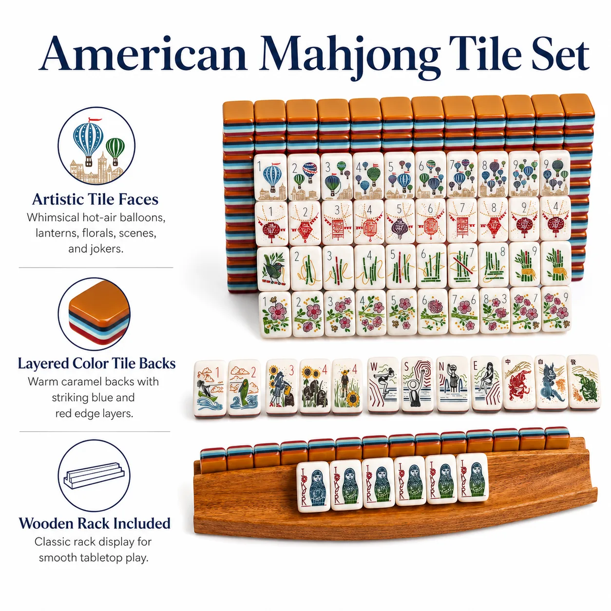 Global Folk Travel Themed Modern Illustrated Mahjo detail