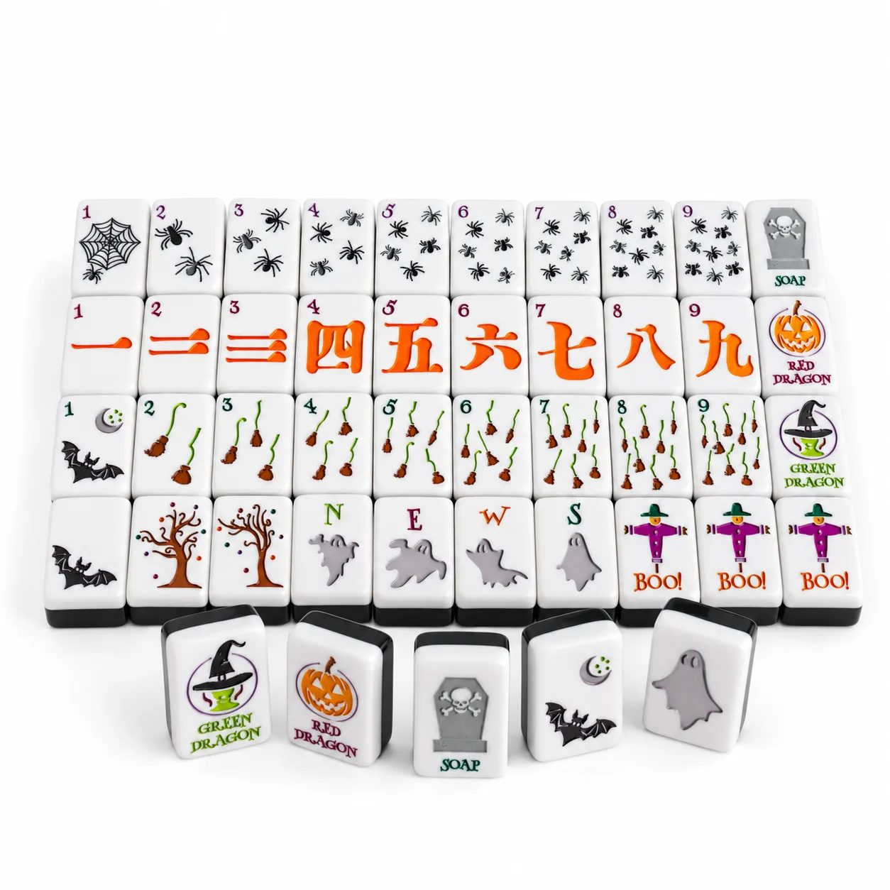 Halloween Modern Foldable Portable 160-Piece Luxury Acrylic Eco-Friendly American Mahjong Set Premium Entertainment Mahjong