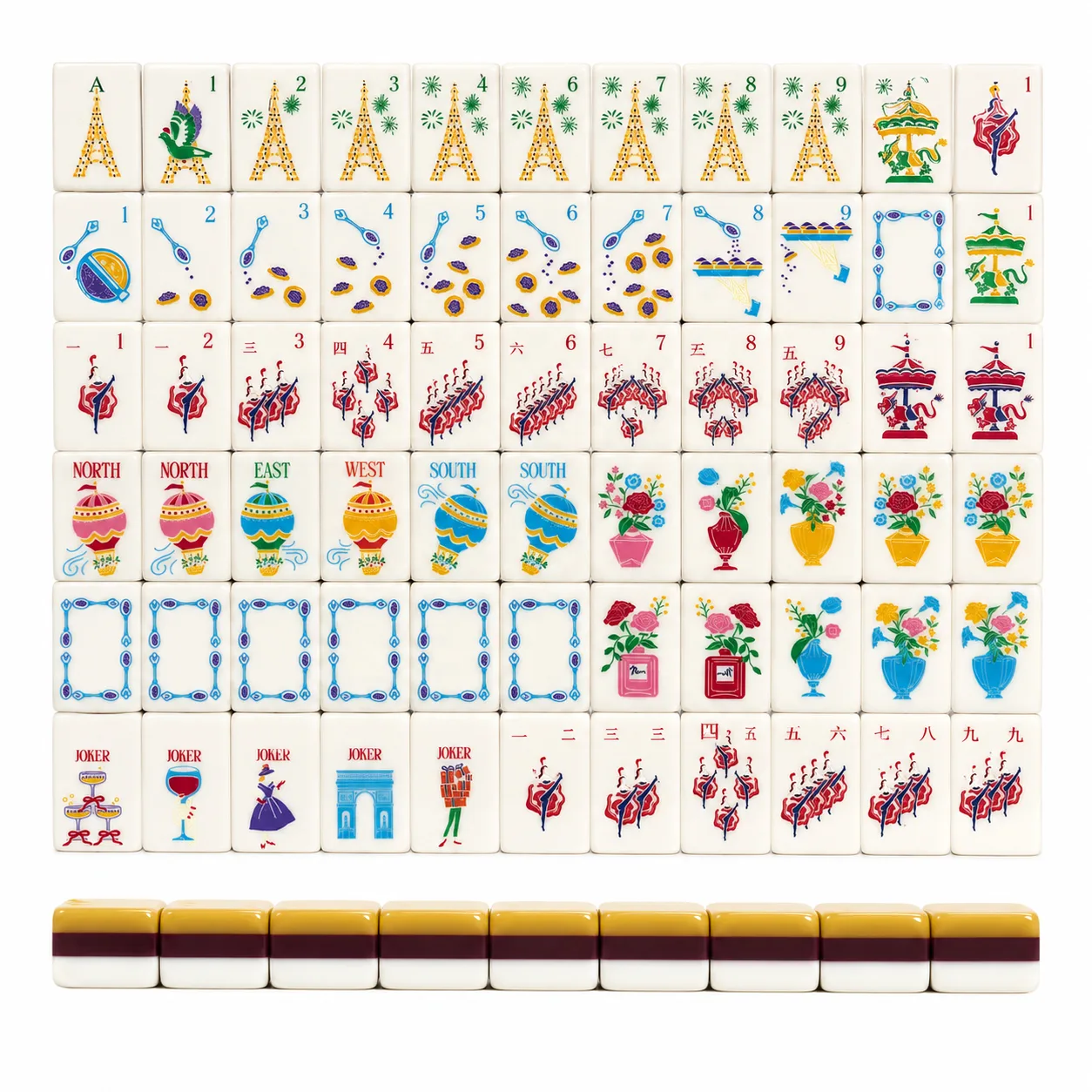 160Pcs American Mahjong Set, 3-Layer Acrylic Paris, Eiffel Tower Peacock Carousel, Complete Game Night | OEM Gift