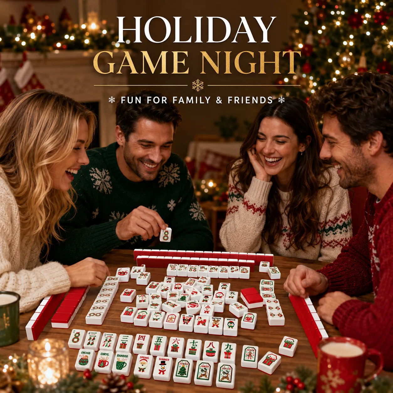 Luxury Christmas American Mahjong Set Double Layer detail