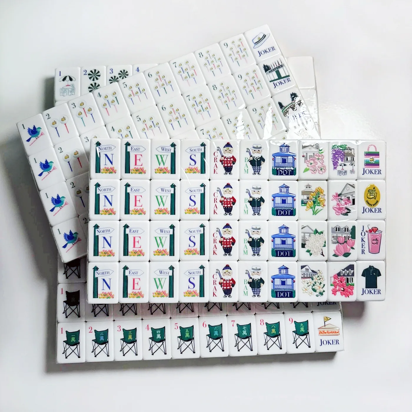 Green Floral Elegant Oriental Acrylic Mahjong Set detail