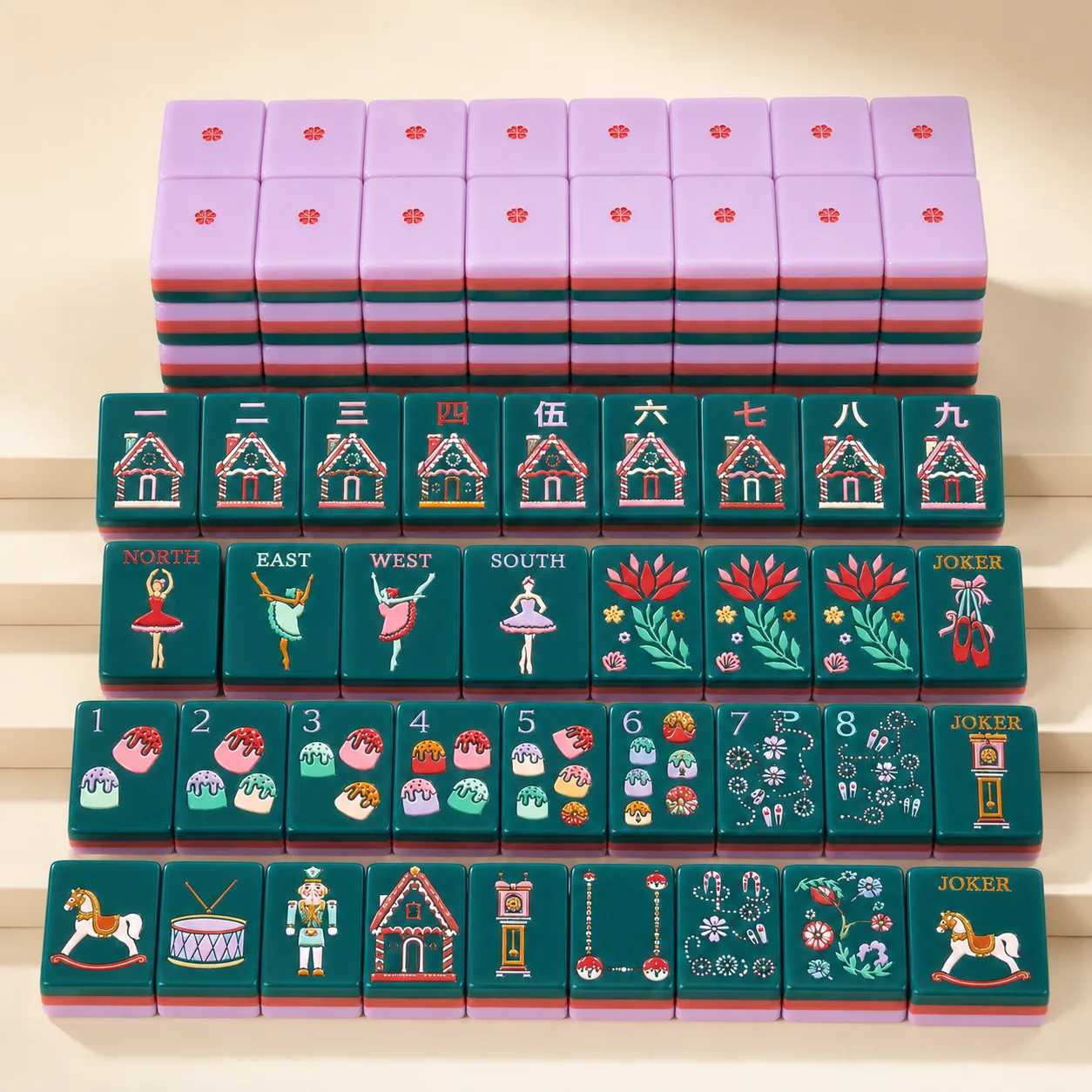 Luxury Modern Nutcracker Series Woodlands American Mahjong Set 160 Hand-Painted Christmas Acrylic Tiles Foldable Stylish Holiday