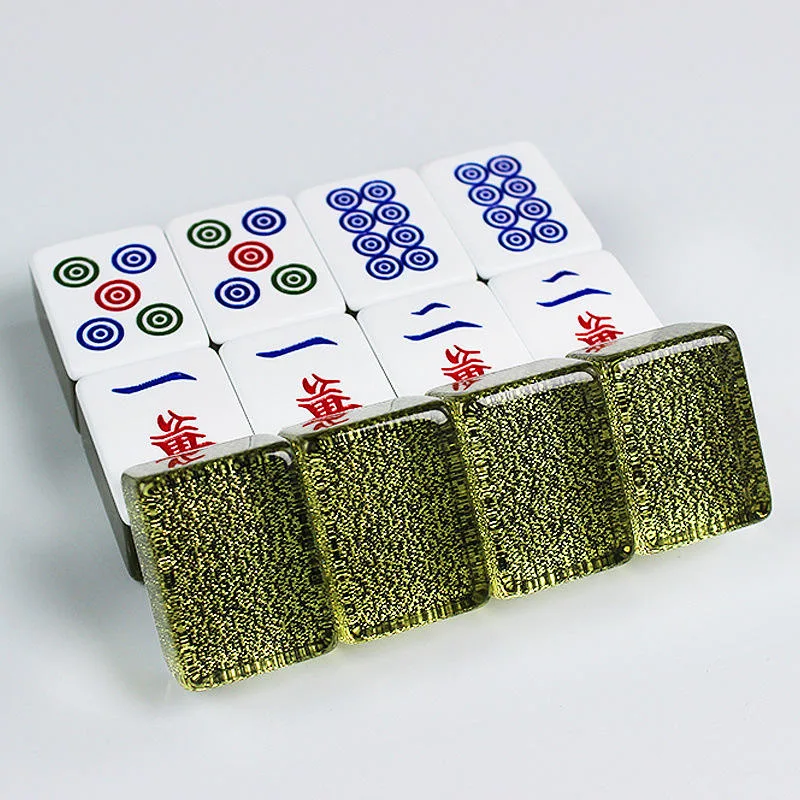 Traditional Chinese Mahjong Set Gold Foil Edge Acr detail