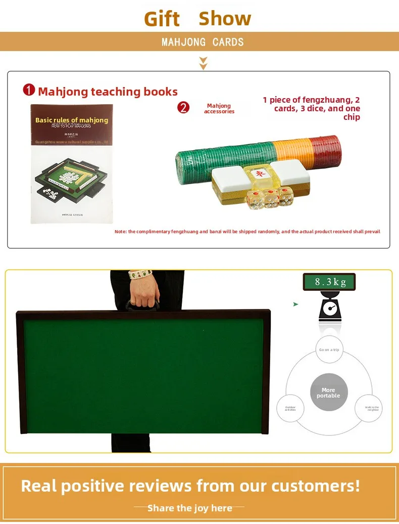 Portable Foldable Wood Mahjong Suitcase, Felt Hand detail
