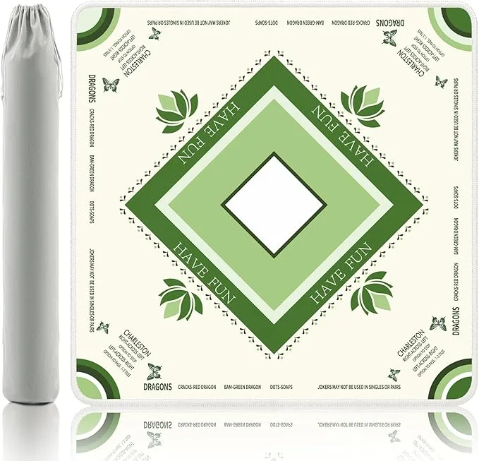 Modern Luxury Portable Mahjong Mat Rubber Anti-Slip Noise Reduction 32.4x32.4 Inch 4Players American Mahjong