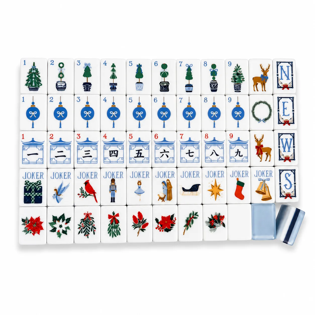 Custom 160-Piece American Mahjong, Acrylic Christm detail