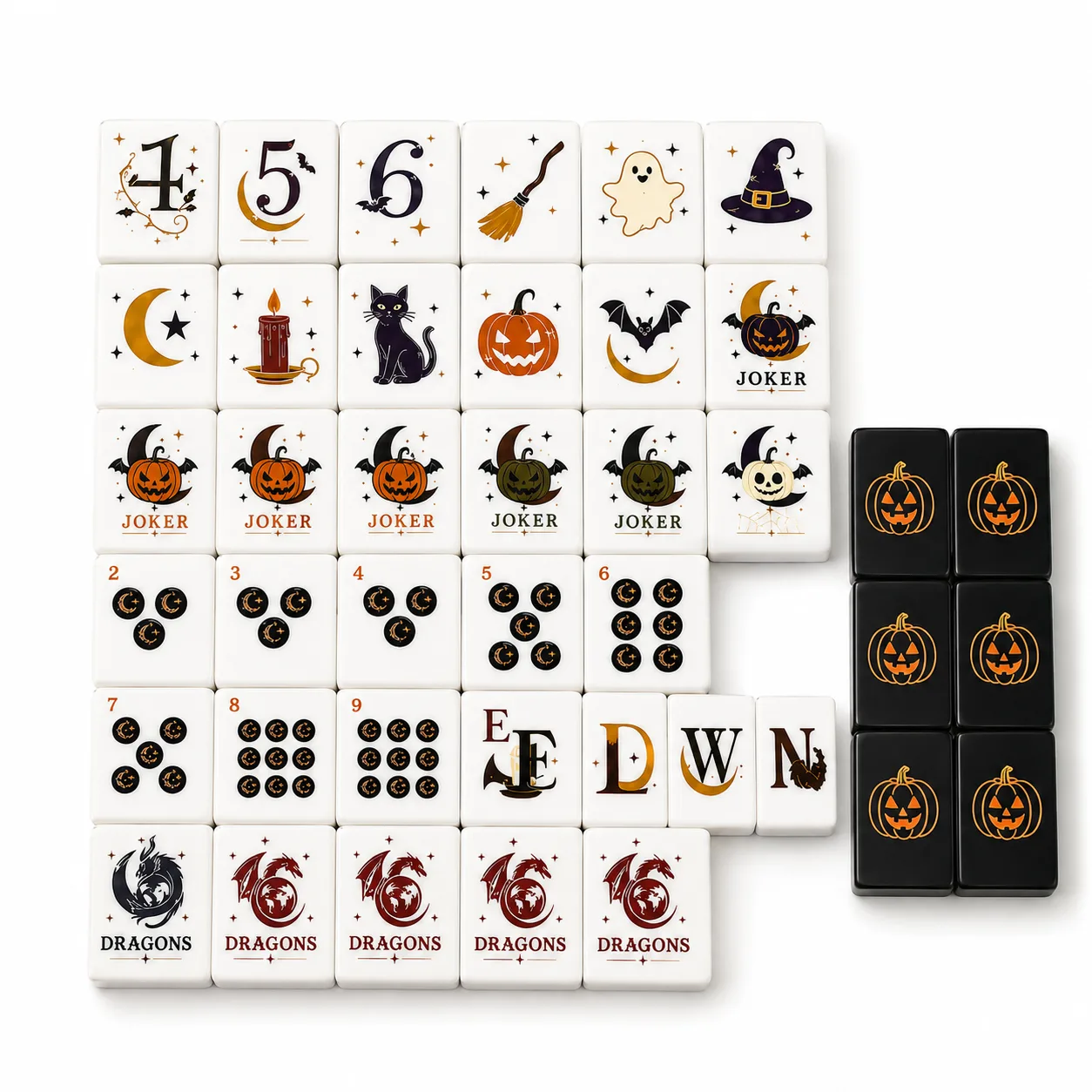 Three-Layer Black Gold Glossy Polished Acrylic Mahjong Set Halloween Waterproof Portable Four-Player Entertainment Board Game