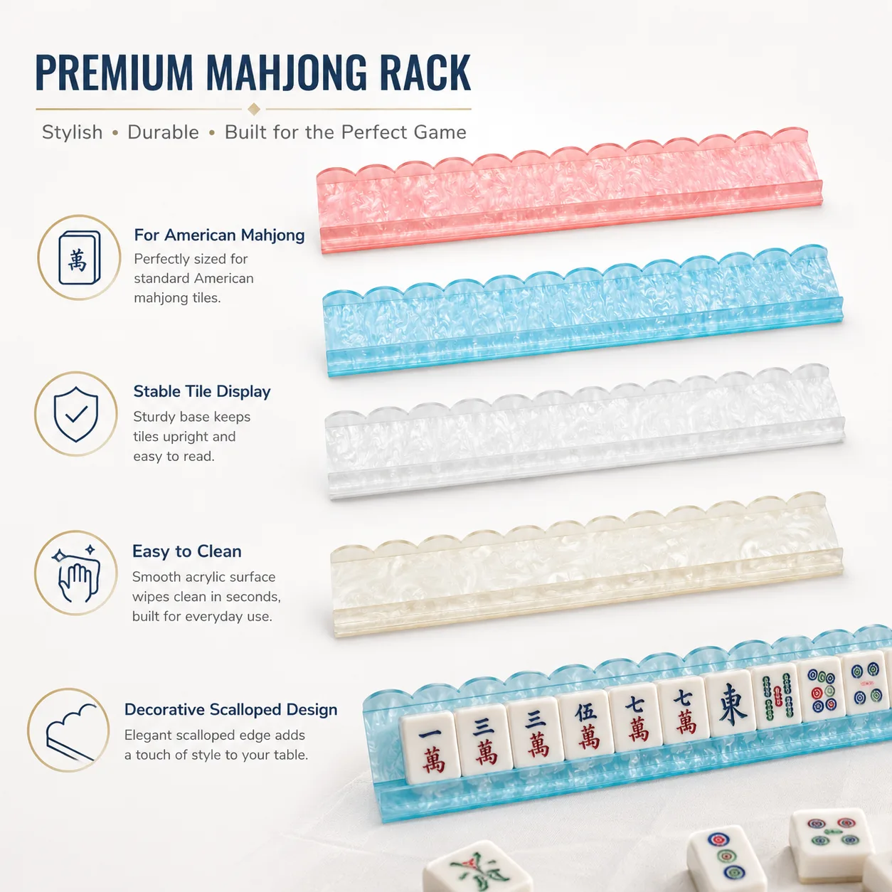 New Style Shell Pattern Mahjong Tiles Ruler 4mm Ac detail