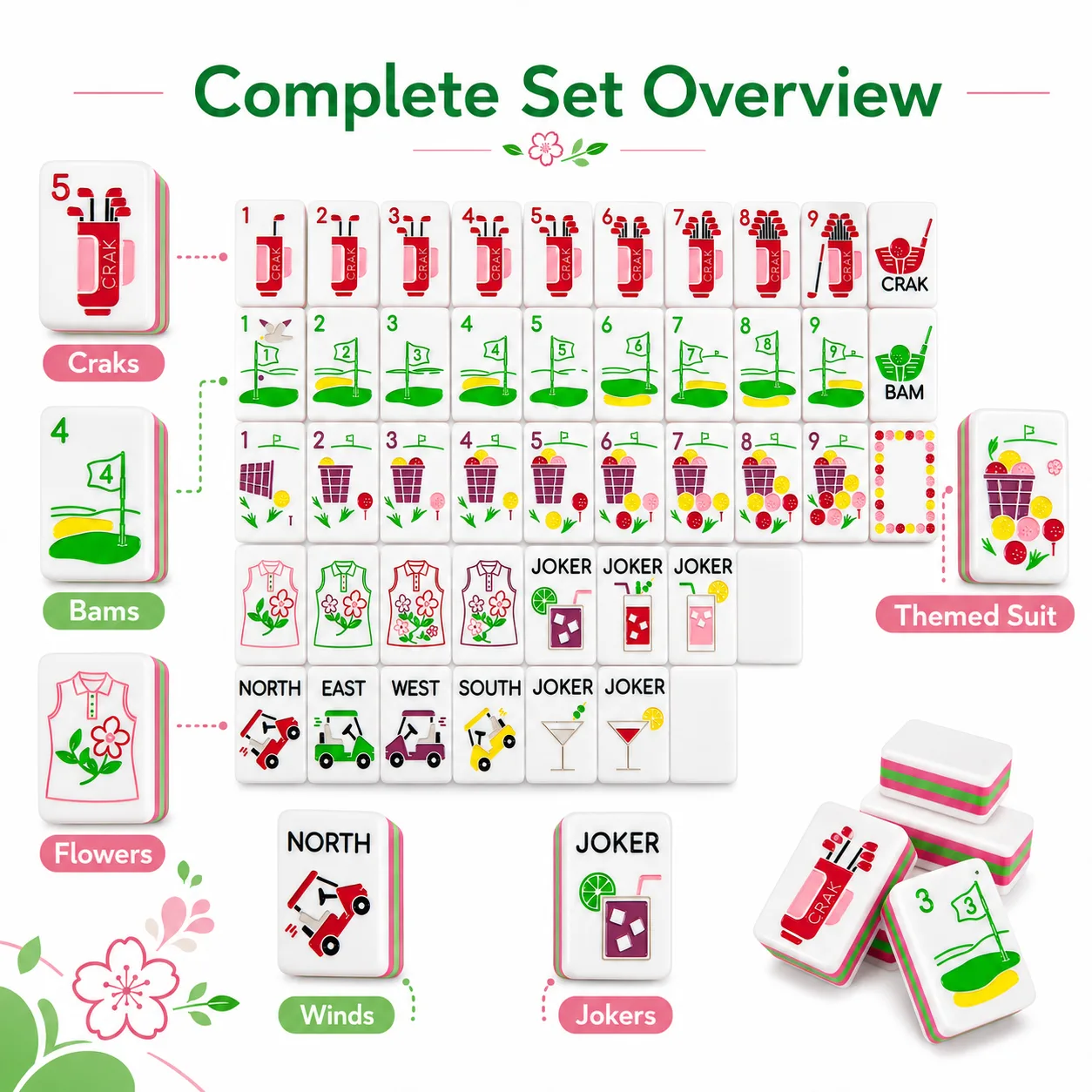 Middle American Mahjong Tiles Set 160-Piece Luxury detail