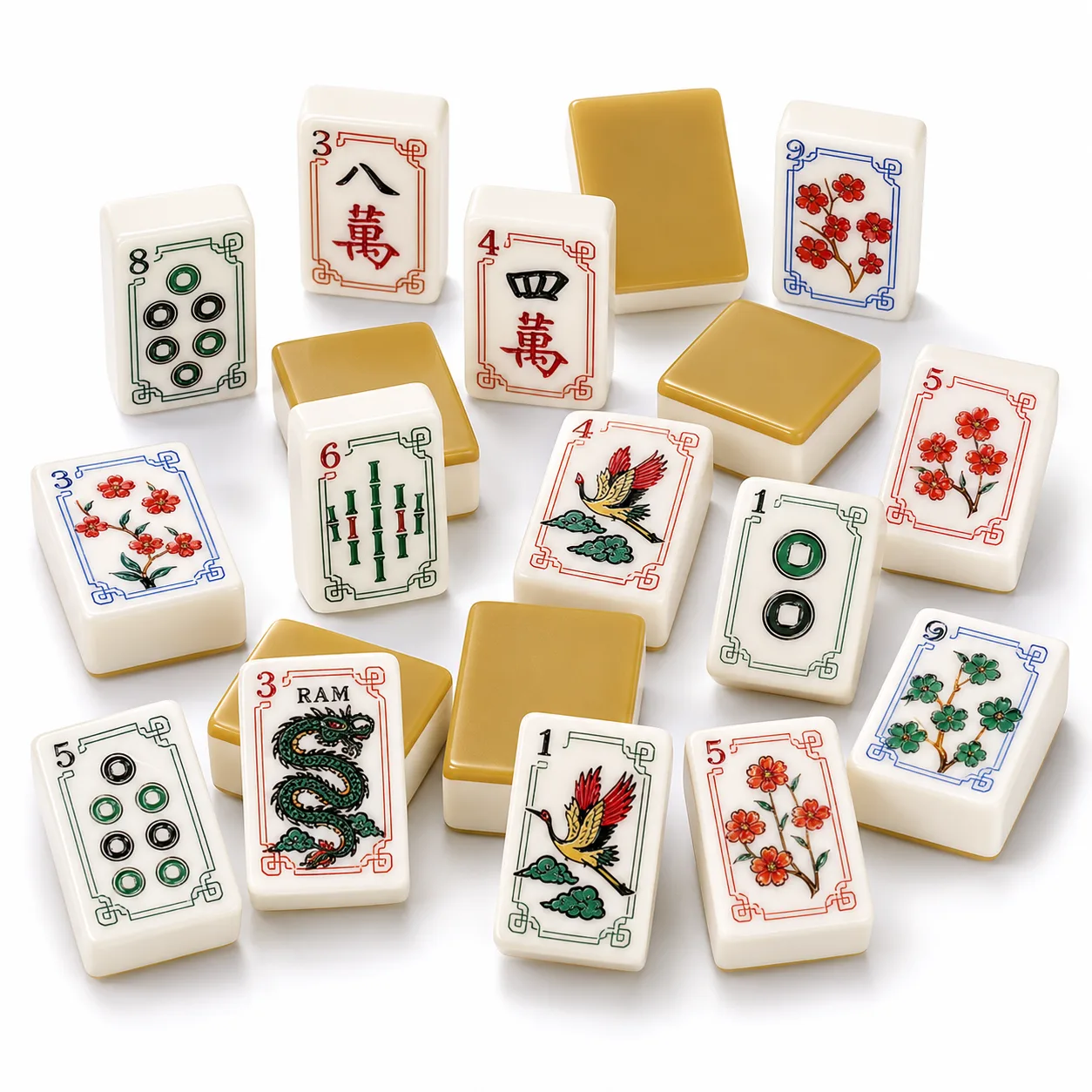 160Pcs Luxury 7-Layer Carved Acrylic American Mahjong Set Wood Grain Blue Gold Custom Pattern Portable Entertainment
