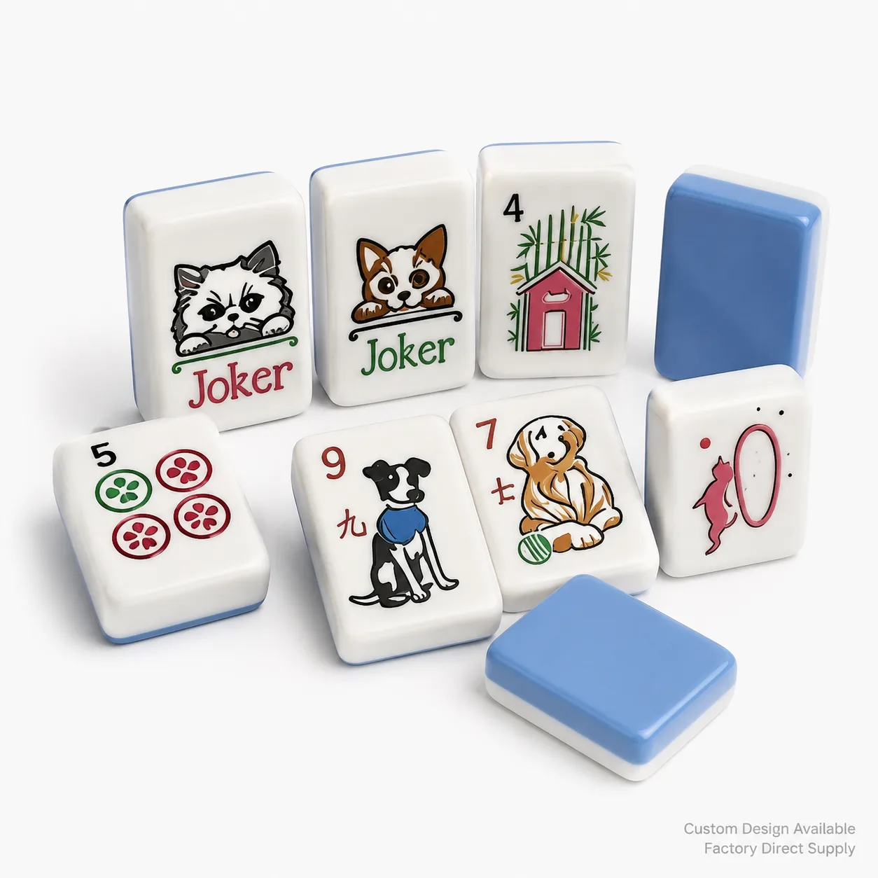 Pet Lover American Acrylic Mahjong Set, Puppy & Kitten Pattern Print Mahjong Tiles, Animal Lovers Birthday Gift