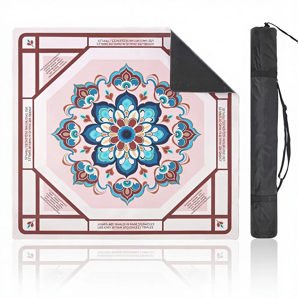 Classic American Mahjong Mat | Non-Slip Noise Reduction Mahjong Poker Board Card Games Dominoes | Celestial Bloom Design