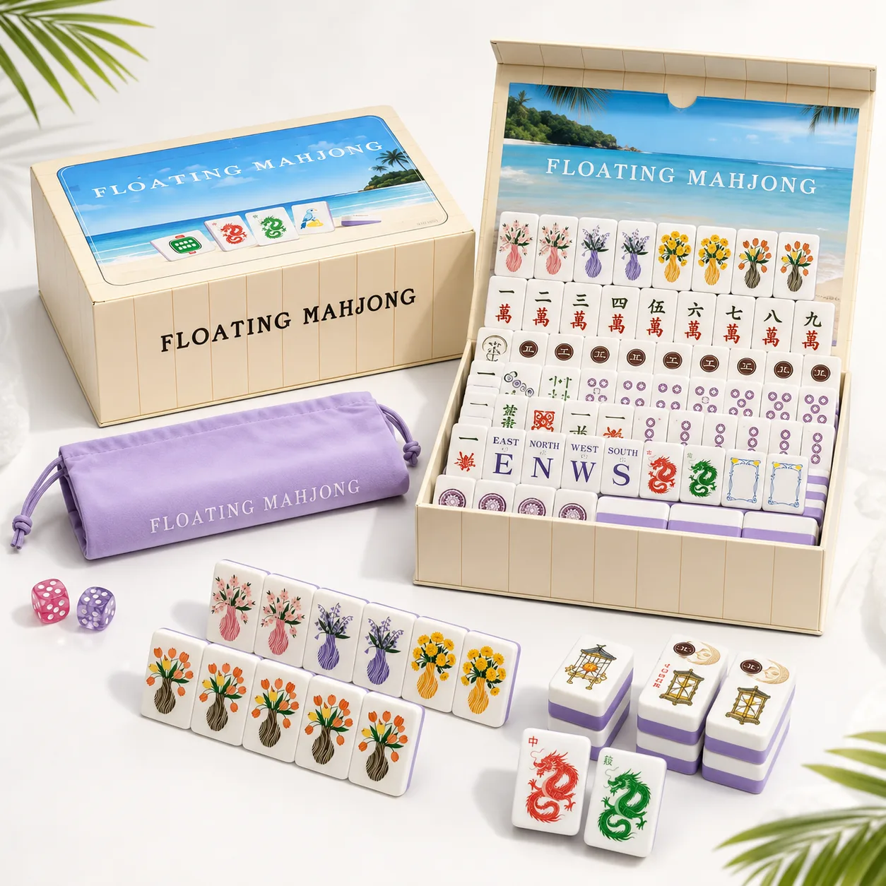 Modern Portable Floating Foam Mahjong Set 160 Tile detail