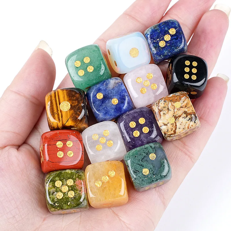 Wholesale Luxury Hand Polished Natural Crystal Gem Dice 15mm Premium High Grade Stone Dice for Table Game Ornament & Collection