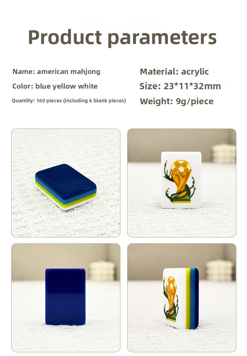 Creative Football-Themed Luxury Acrylic Mahjong Se detail
