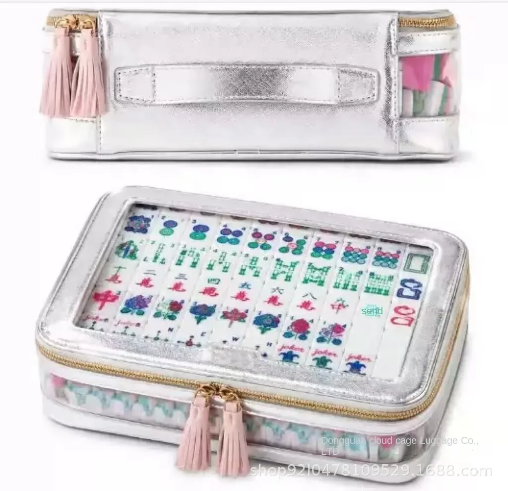 Large Capacity Transparent Zippered Square PU Leat detail