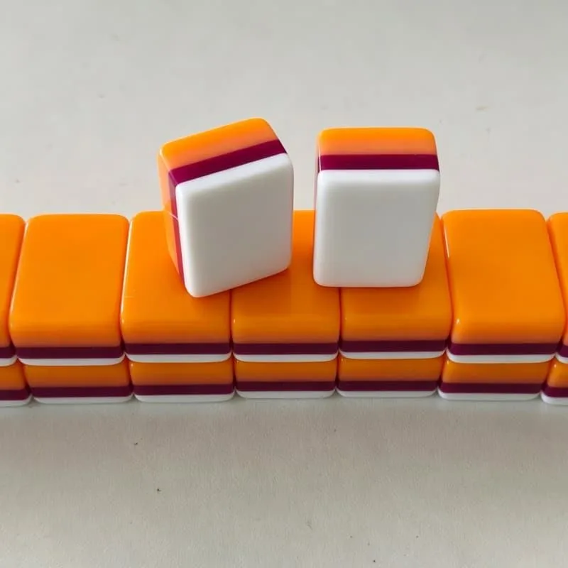 Vibrant Orange 4-Layer Acrylic Luxury Modern US Mahjong Set Burgundy White Edges 160 Tiles 4/2 Players Family Gathering