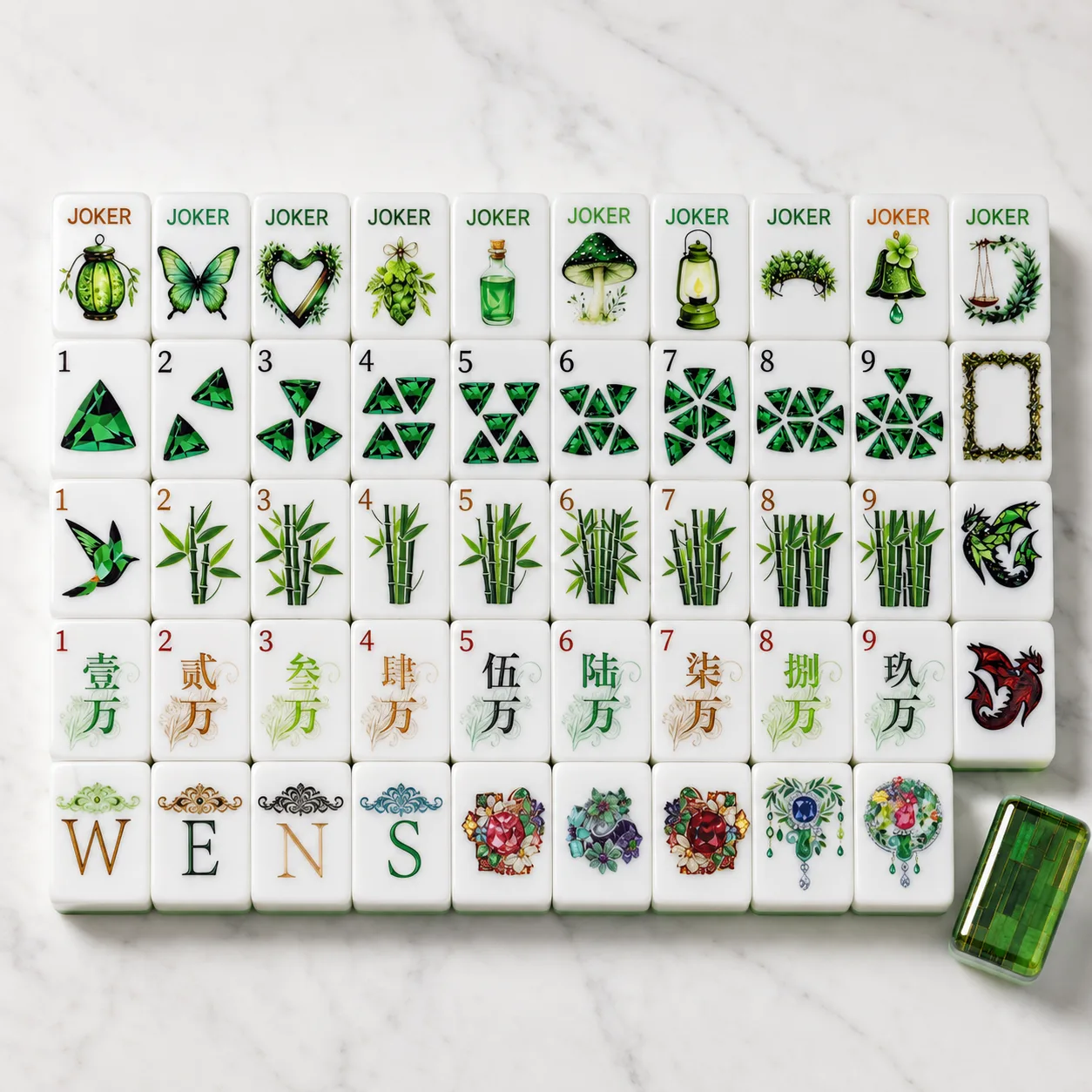 New Pattern Wizard of Oz Modern Luxury Portable Plastic American Mahjong Set Emerald Green Custom-engraved 4-layer Tiles