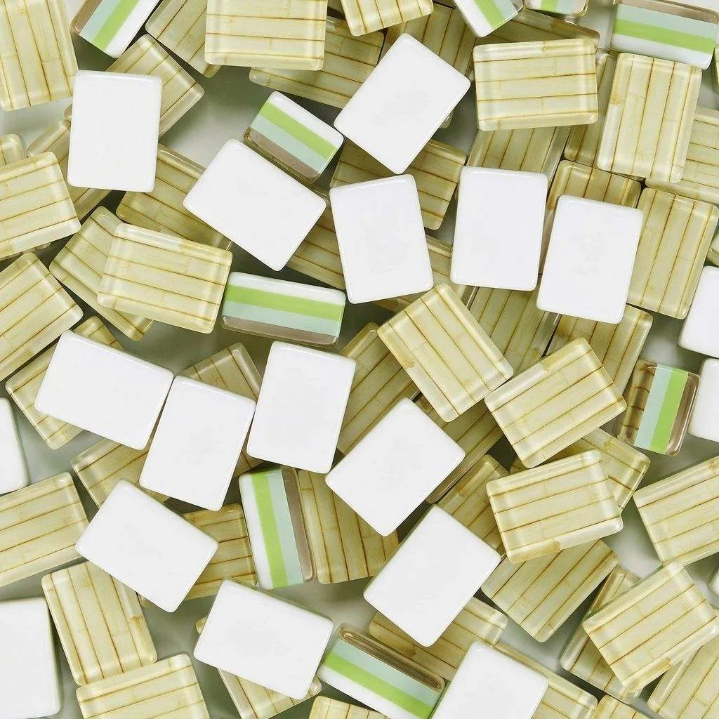 Premium Bamboo Texture US Mahjong Set Imitation Pattern 4-ayer Acrylic Mahjong Tiles Light Green White Layer Edge 160 Pieces