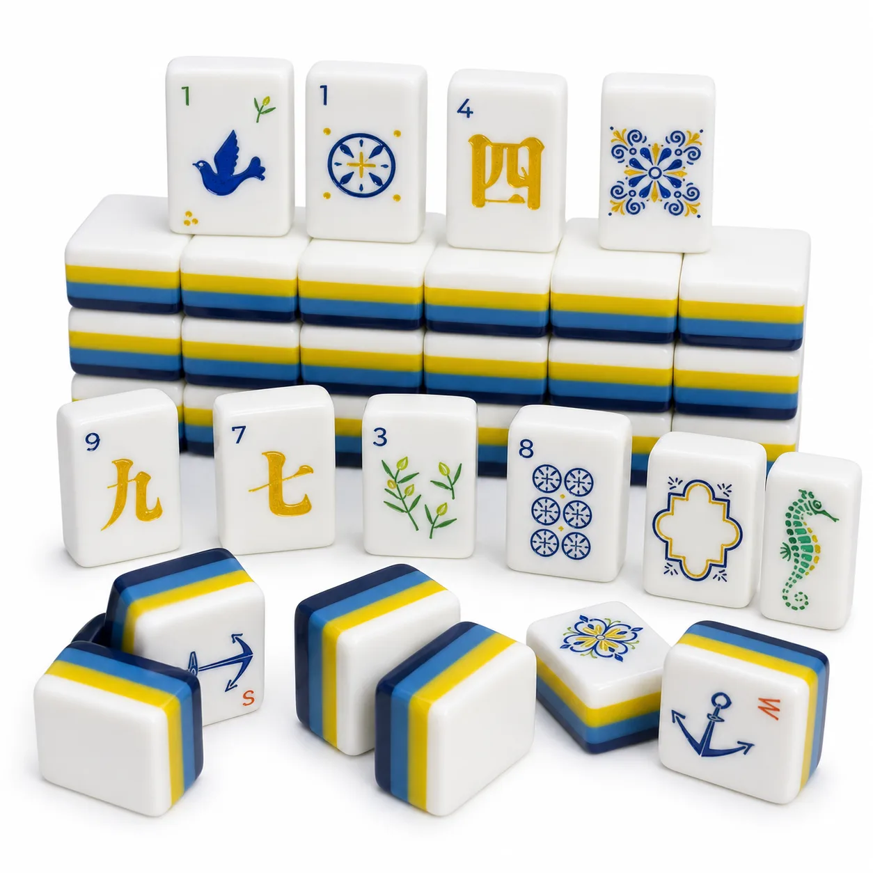 Modern Luxury Blue Captain Theme American Mahjong detail