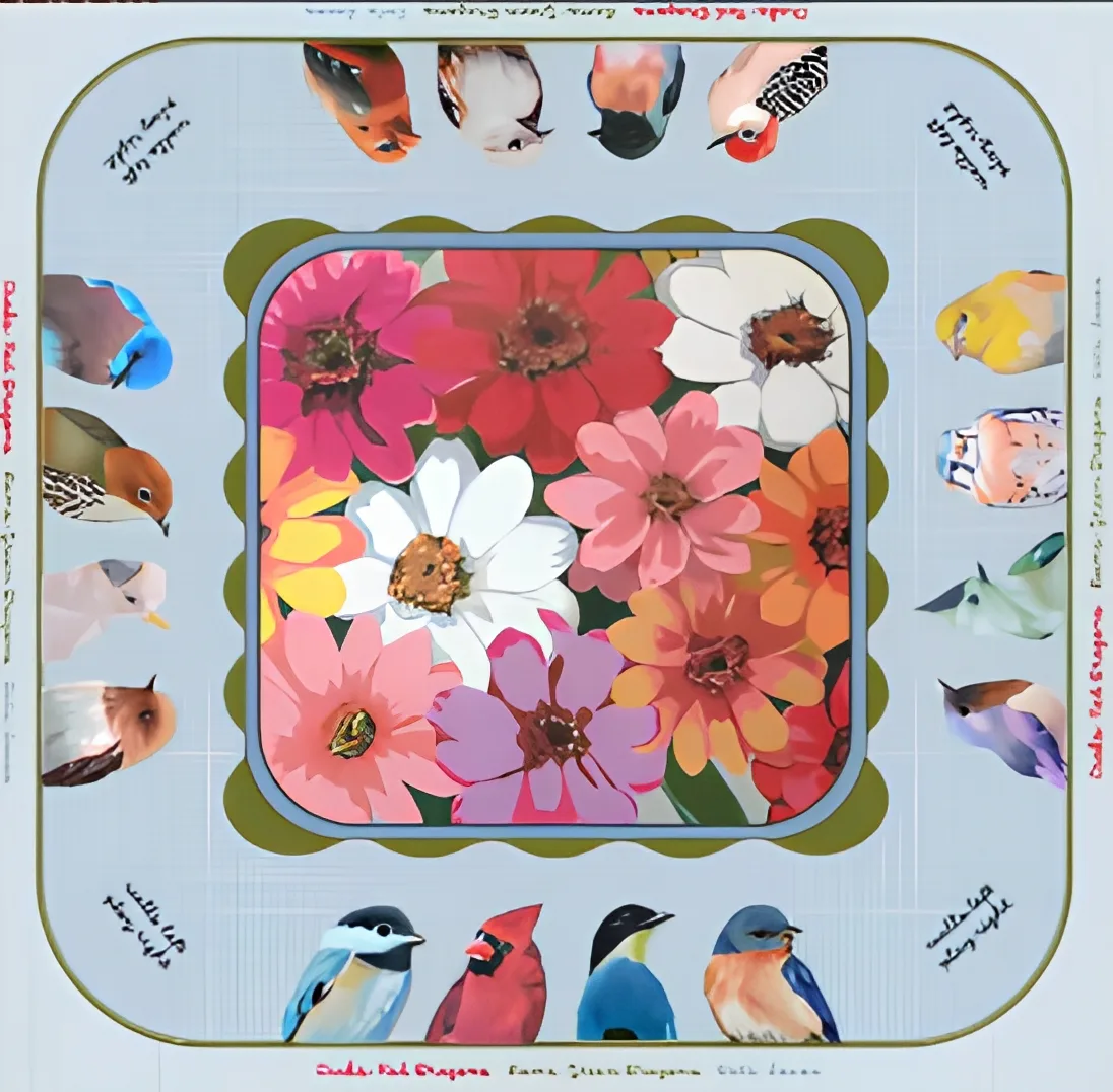 Plant Pattern Parrot Ginkgo American Mahjong Green detail