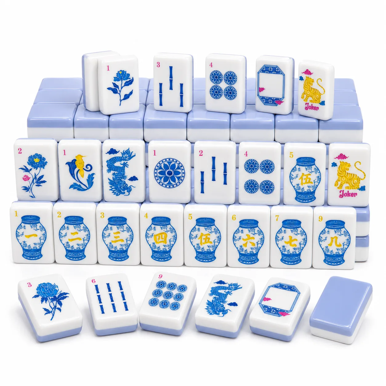 Blue White Plastic Peony Tiger Luxury Portable Ame detail