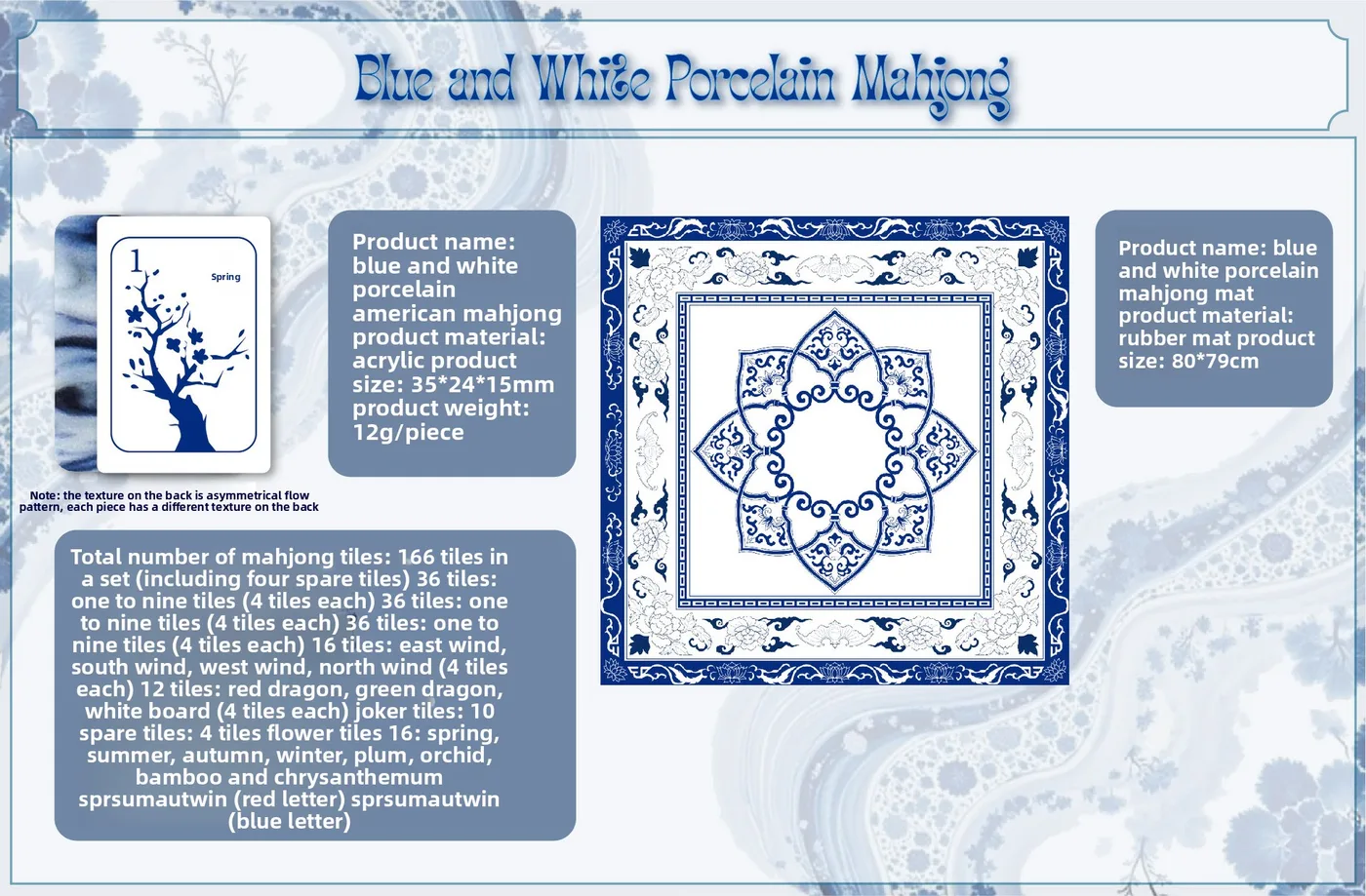 Traditional Chinese Luxury Blue White Melamine Mah detail