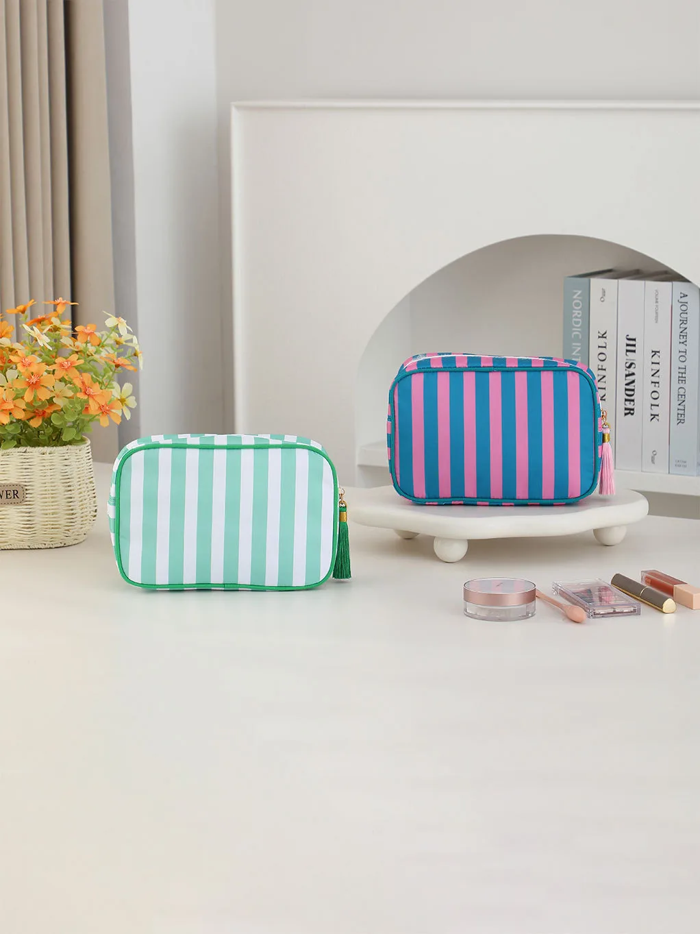 Mahjong Storage Bag Striped Polyester, Large-Capac detail