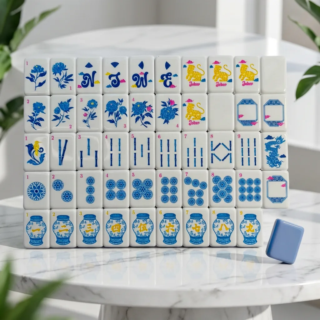 Custom Modern Luxury Foldable Portable Acrylic Blue White 2 Layer American Mahjong Set for Friends Gatherings Retail & Wholesale