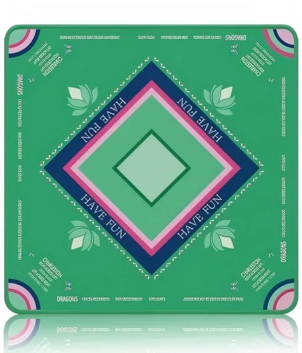 The Emerald Green Minimalist Mahjong Tablecloth Is Made of Durable Rubber and Features Exquisite Patterns Hand-painted