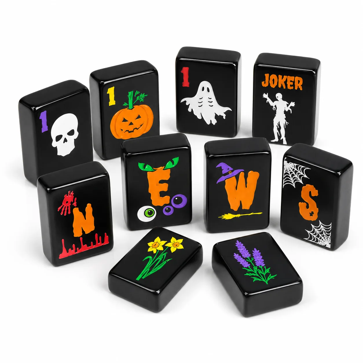 Custom 160-Piece American Mahjong, Acrylic Hallowe detail