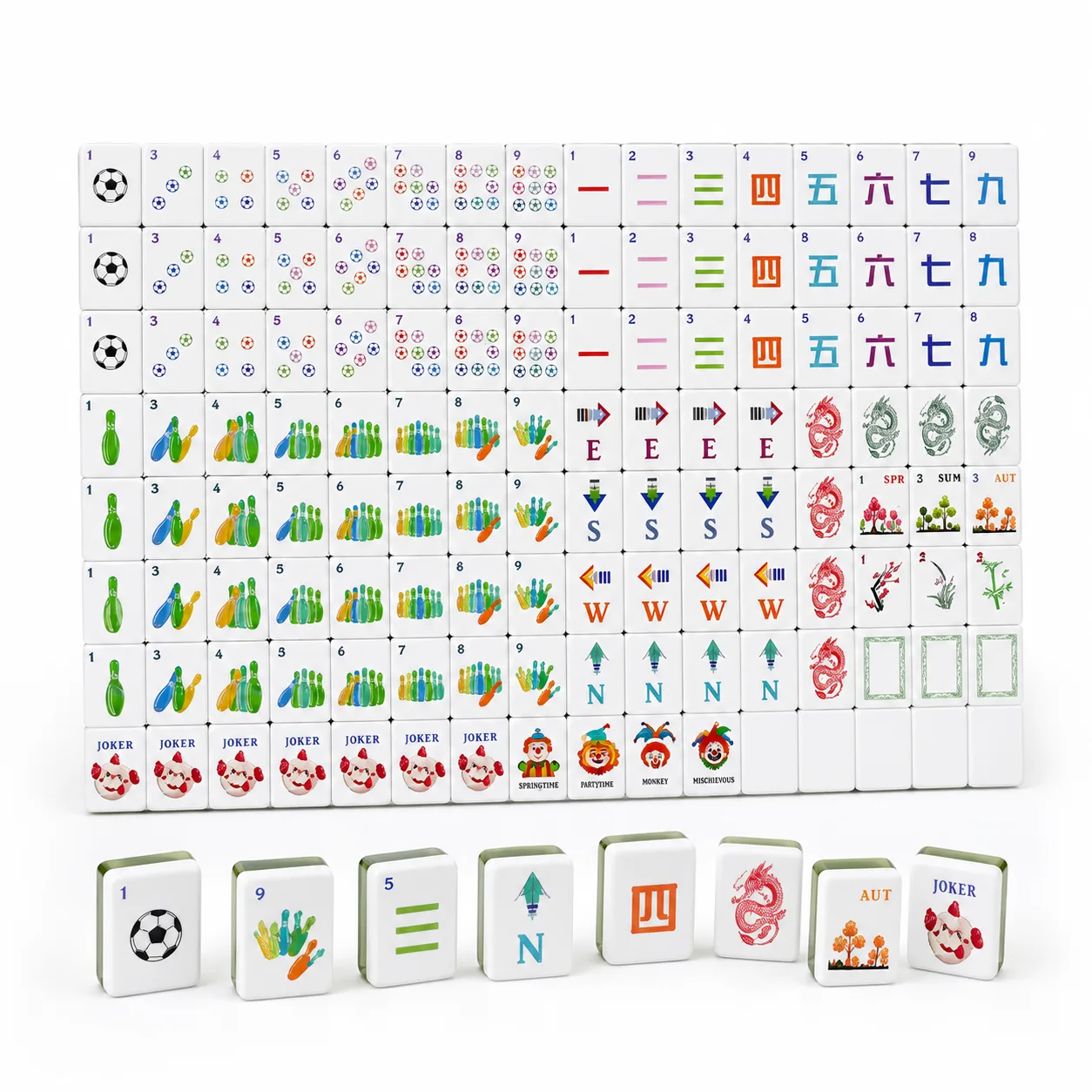 White Green Border Cartoon Themed Acrylic Mahjong  detail