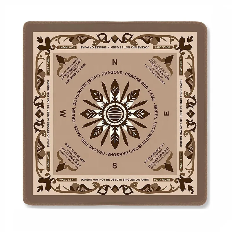 Customized Brown Modern Luxury American Mahjong Mat-Portable Poker & Entertainment Table Mat Non-Slip Noise Reduction Rubber