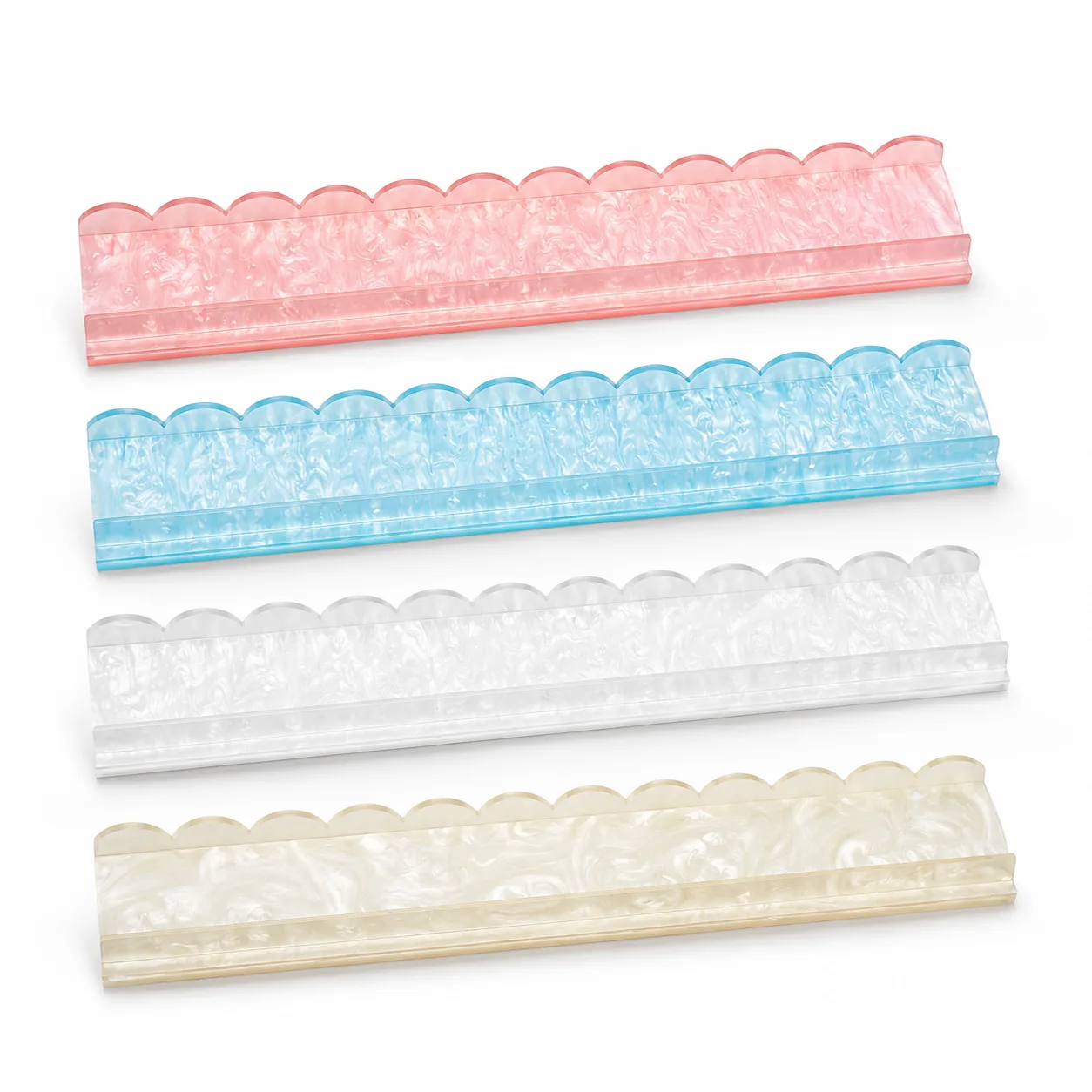 New Style Shell Pattern Mahjong Tiles Ruler 4mm Acrylic Card Shuffler Pushing Rack Card Holder 1 Set 4 Pieces
