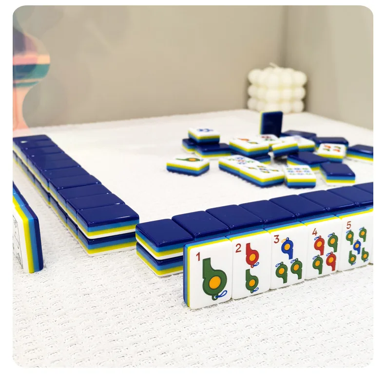 Creative Football-Themed Luxury Acrylic Mahjong Se detail