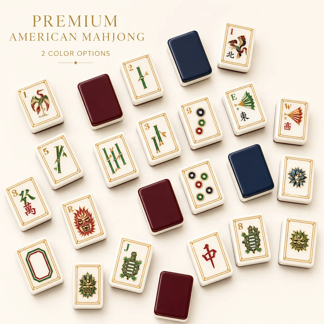 Custom Dual Layer Acrylic American Mahjong Set 160Pcs, Sunday Blue Wine Red Luxury Tiles Collectible Board Game Gift