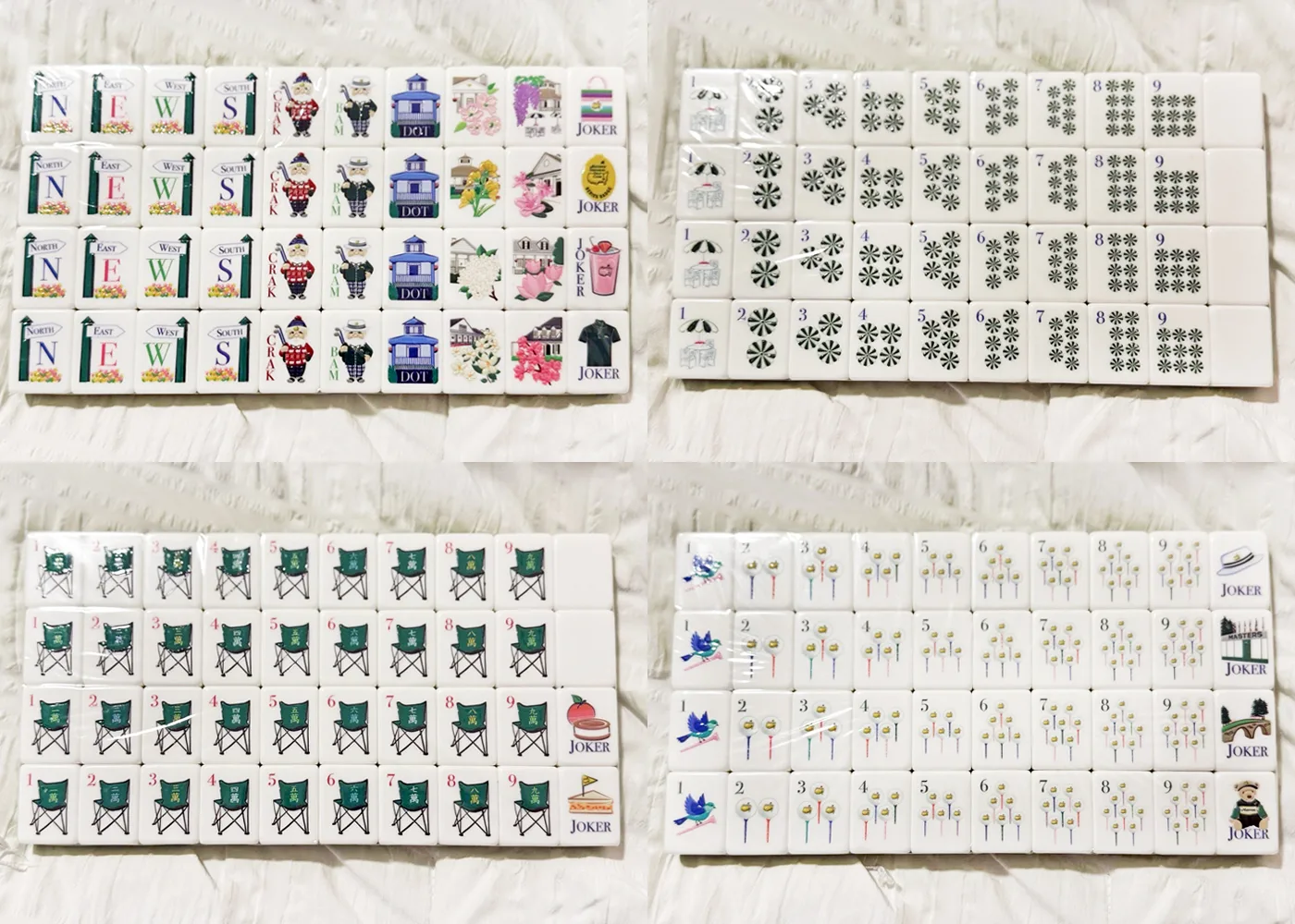 Green Floral Elegant Oriental Acrylic Mahjong Set detail