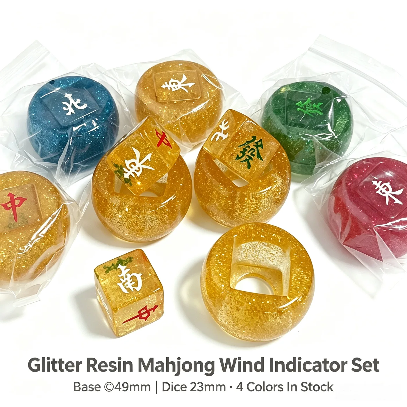 Luxury Glitter Plastic Mahjong Wind Marker Set 49m detail