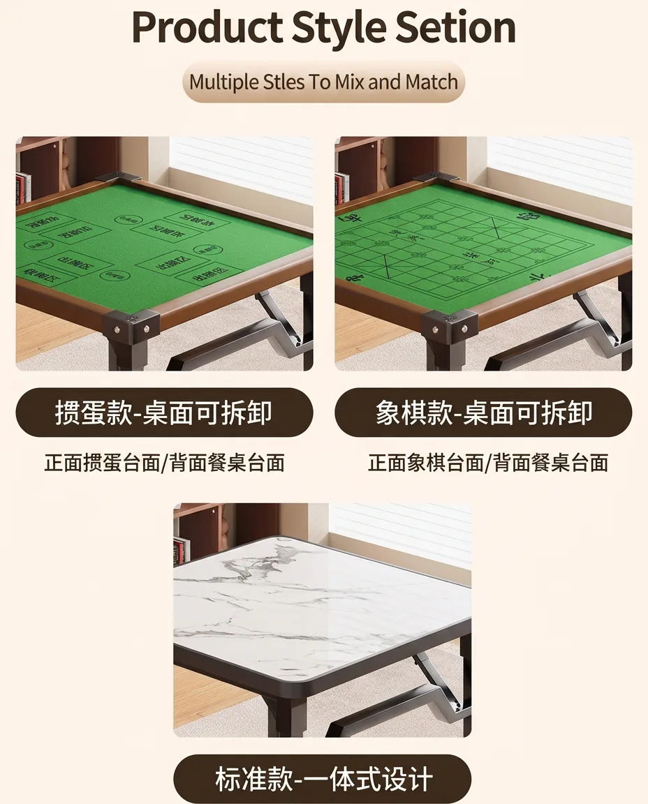Modern Mahjong & Poker Table Metal & Wood Folding  detail