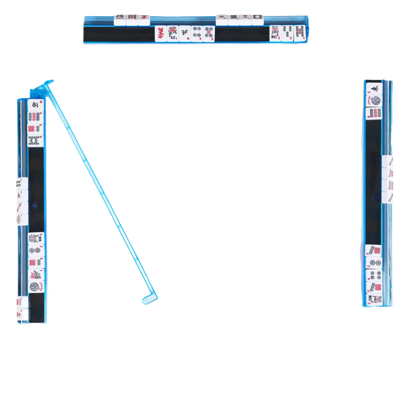 4Pcs Modern Portable Acrylic American Mahjong Racks Pushers Rotatable One-Piece Anti-Slip Mahjong Tile Holder Ruler