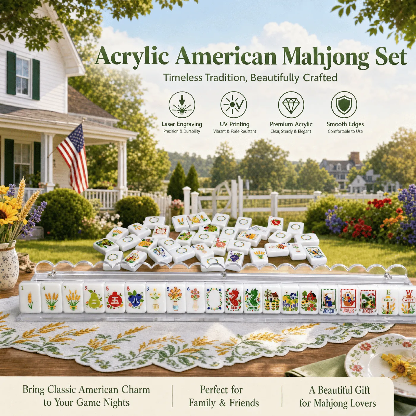 American Pastoral Style Luxury Modern Mahjong Set  detail