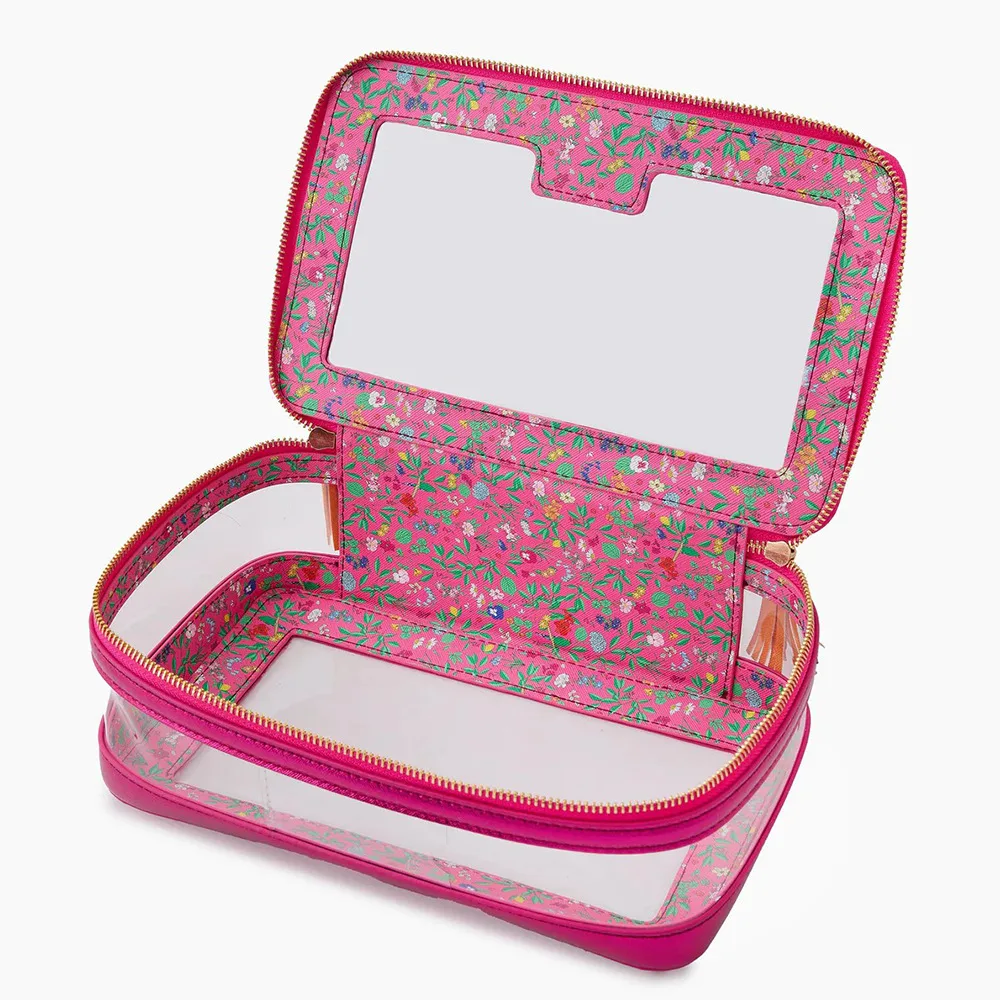 Large Capacity Transparent Zippered Square PU Leat detail
