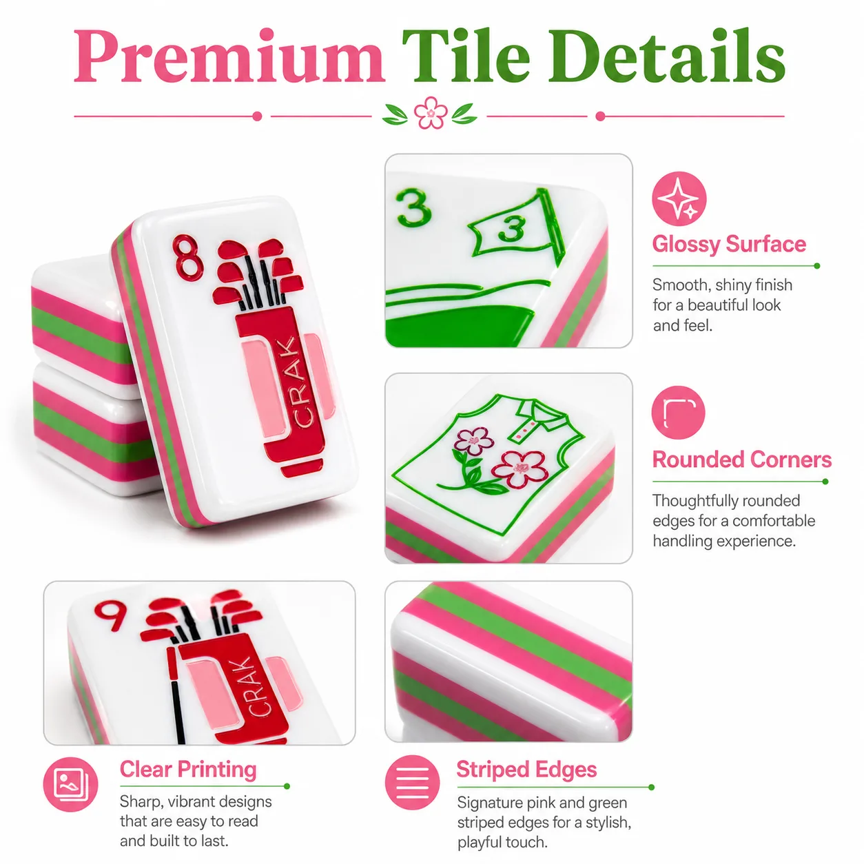 Middle American Mahjong Tiles Set 160-Piece Luxury detail