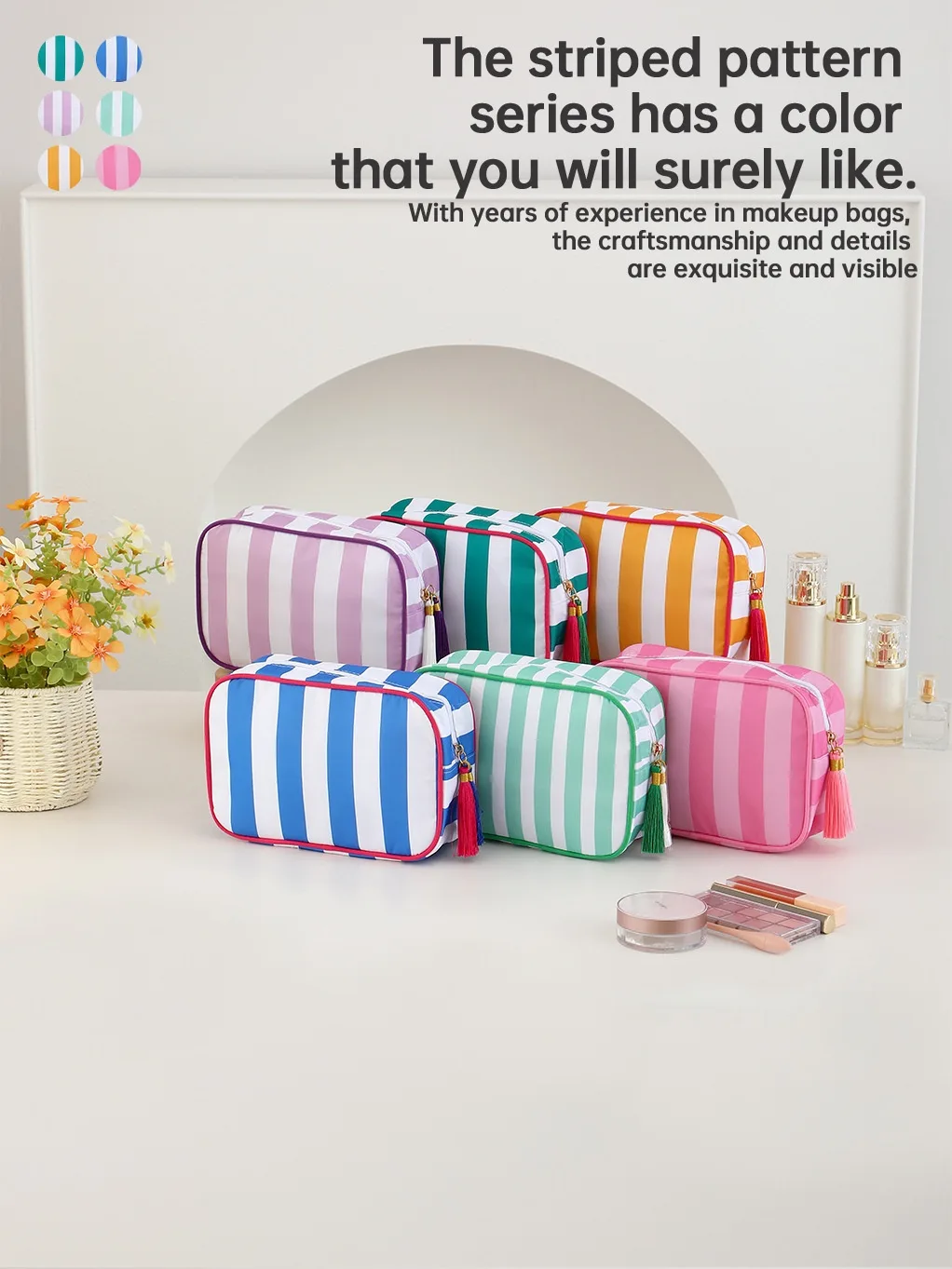 Mahjong Storage Bag Striped Polyester, Large-Capac detail