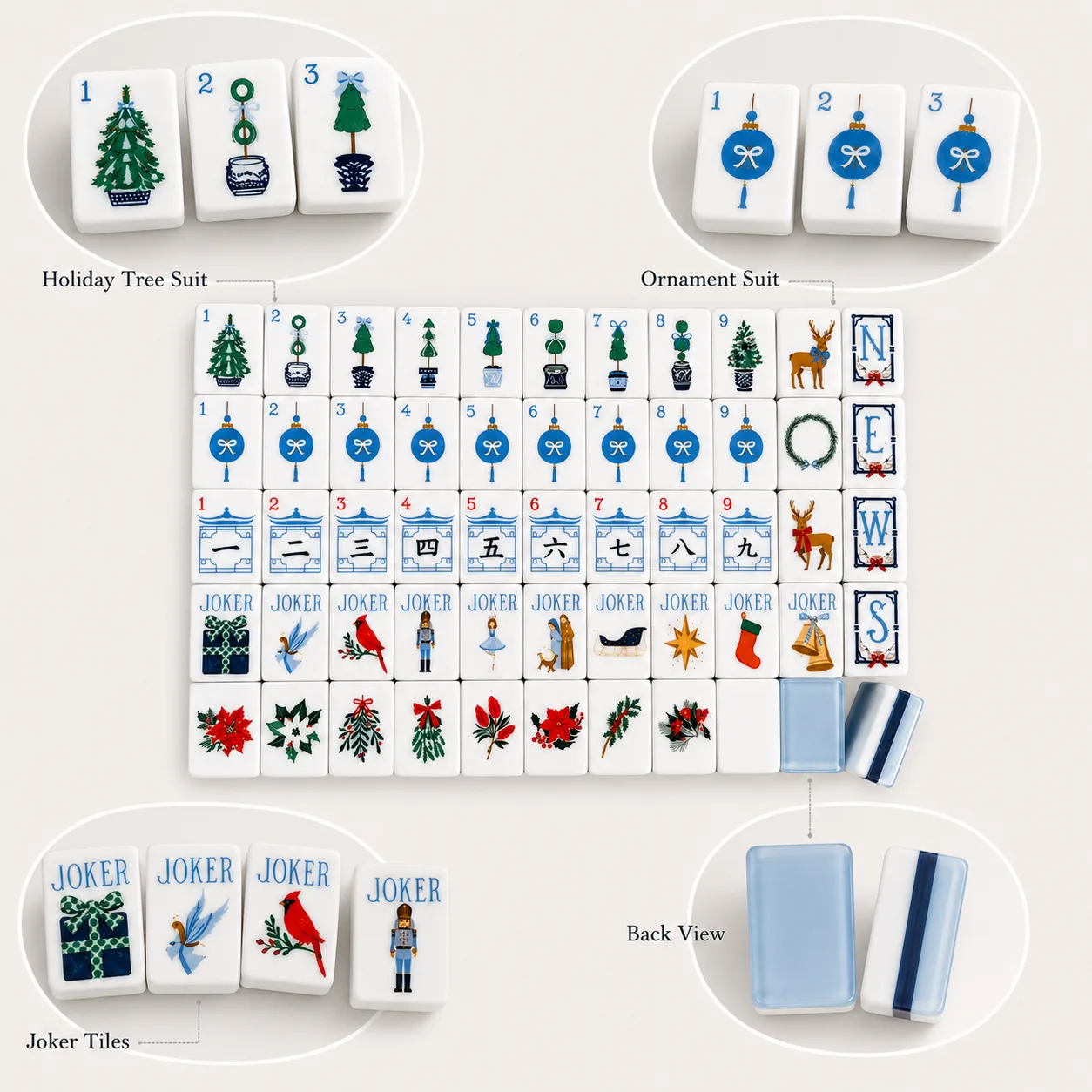 Custom 160-Piece American Mahjong, Acrylic Christm detail