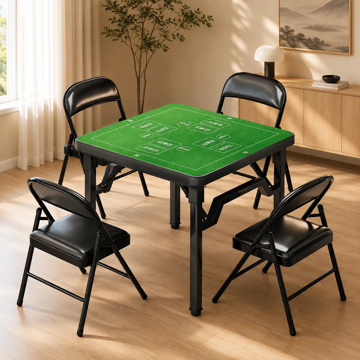 Modern Mahjong & Poker Table Metal & Wood Folding  detail