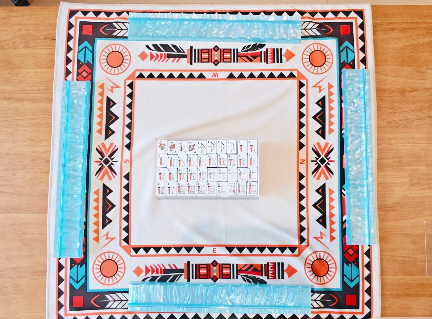 Square Southwest Tribal Fabric Mahjong Cloth Non S detail