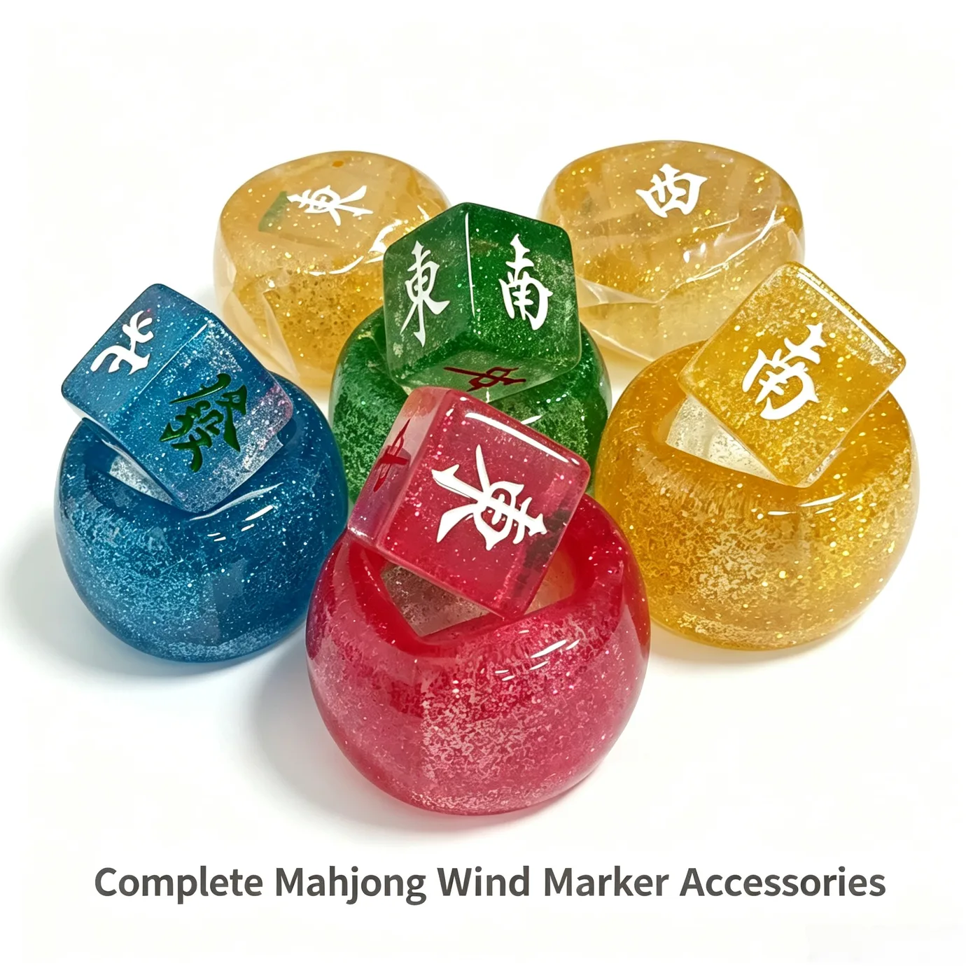 Luxury Glitter Plastic Mahjong Wind Marker Set 49m detail